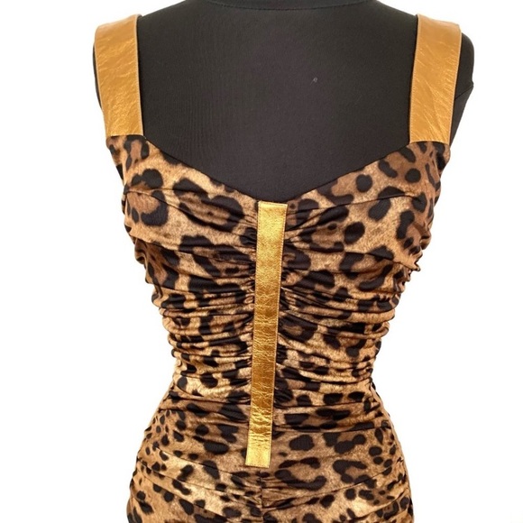 Dolce & Gabbana Dresses & Skirts - Dolce & Gabbana sz 44 sexy curve hugging ruching, lambskin, stretchy Dress